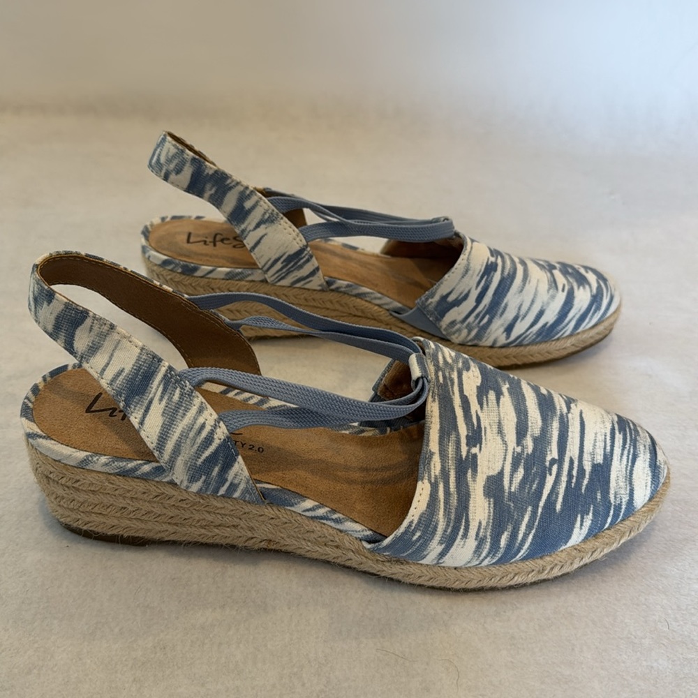 LIFE STRIDE KATRINA 2 Espadrille Strappy SlipOn PlatformWedge Size 9.5 Blue NWOT - Picture 4 of 10